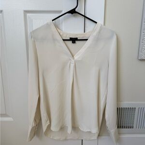 Ann Taylor Cream V-Neck Blouse